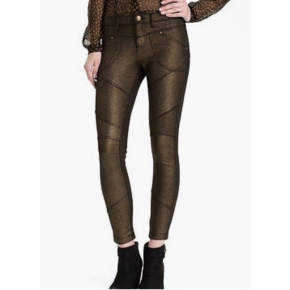 Free People Gold Skinny Moto Pant - Picture 3 of 16